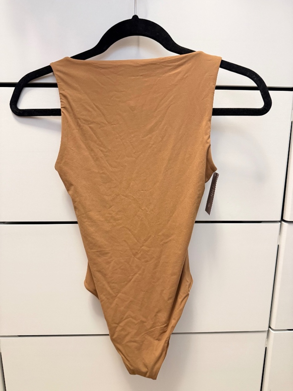 NWT Auden Luxury Collection Thong Bodysuit Caramel Women's Size S